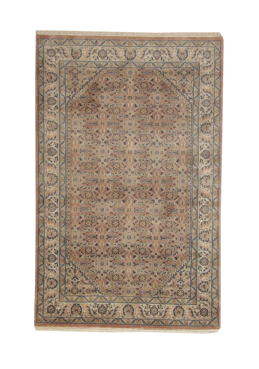 Traditional Bidjar Design hand-knotted wool rug in Pink, full view