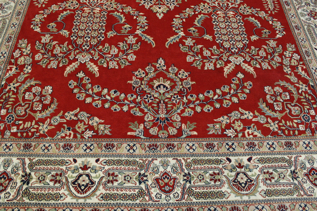 Brown & Red Traditional Sharokh Design rug in room setting