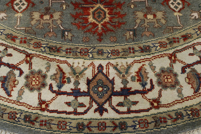 Tribal Indo Heriz rug border detail