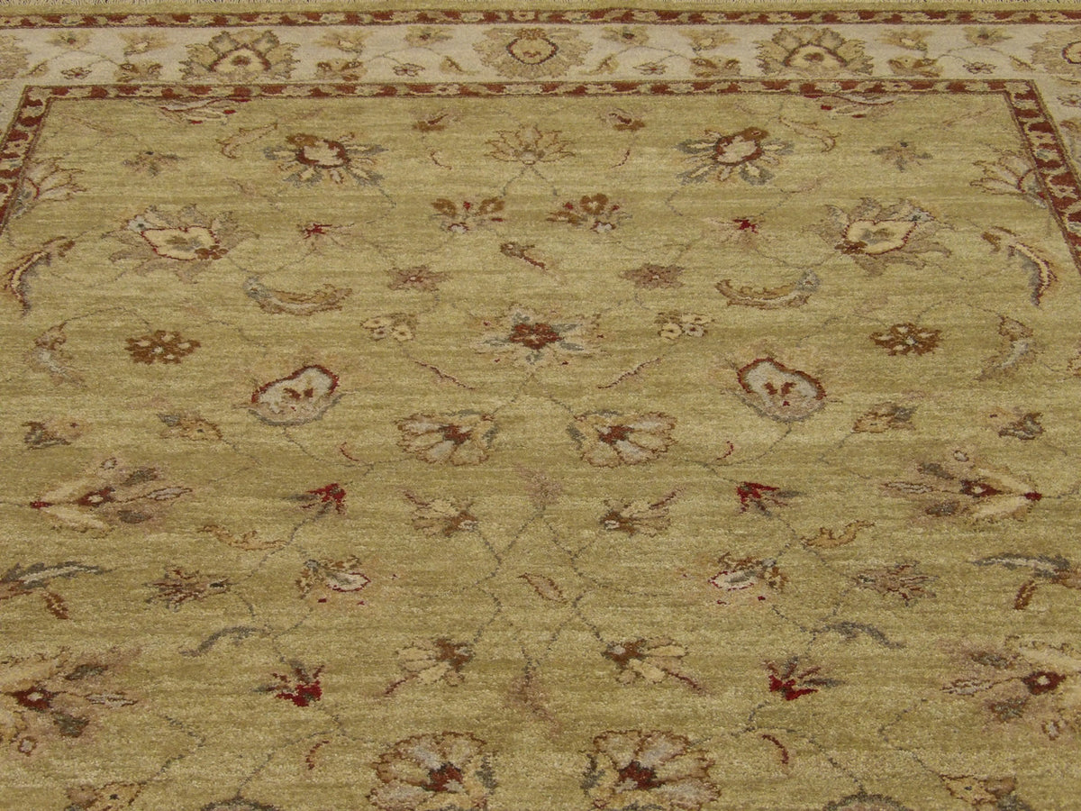 Chobie Oushak / Peshawar hand-knotted wool rug in Green, 6'0" x 9'0", SKU W897