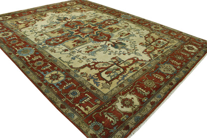 Tribal Heriz rug border detail