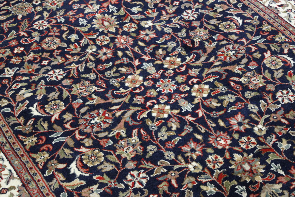 Close-up of wool pile, Blue & Beige rug