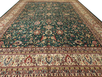 Back of hand-knotted Kashan rug showing construction