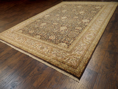 Brown & Beige Fine Persian Haji Jalili rug in room setting