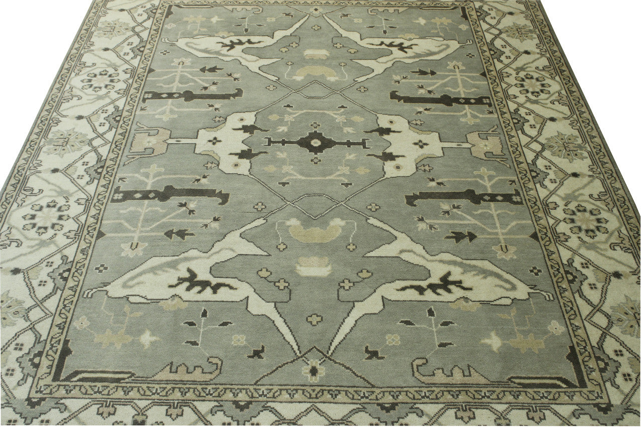 Close-up of wool pile, Gray & Beige rug