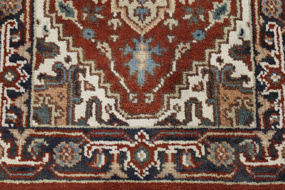Tribal Indo Heriz rug border detail