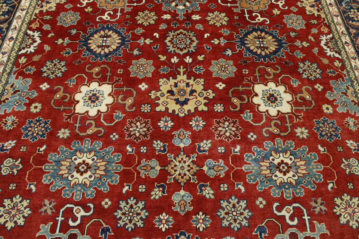 Close-up of wool pile, Blue & Red rug
