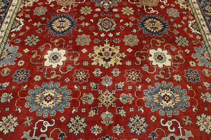 Close-up of wool pile, Blue & Red rug