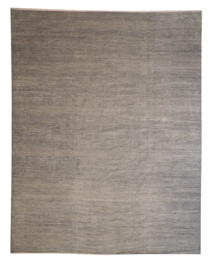 Transitional Grass Design hand-knotted wool rug in Blue, full view