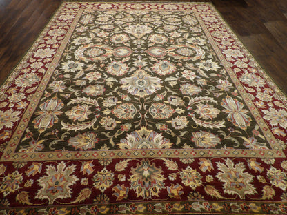 Back of hand-knotted Jaipur Kashan rug showing construction