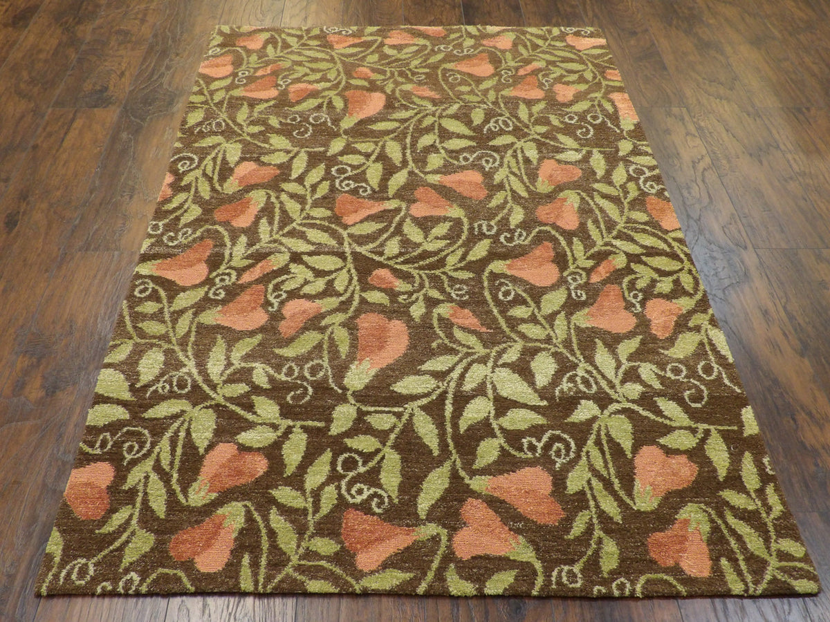 Transitional Tibetan Pear Design rug corner detail