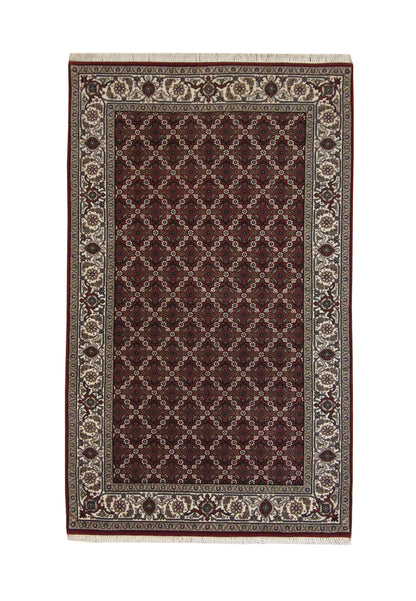 Traditional Fine Mir hand-knotted wool rug in Beige & Red, full view