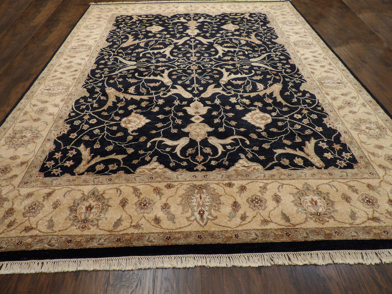 Ziegler Oushak / Peshawar hand-knotted wool rug in Black, 9'1" x 12'0", SKU w272