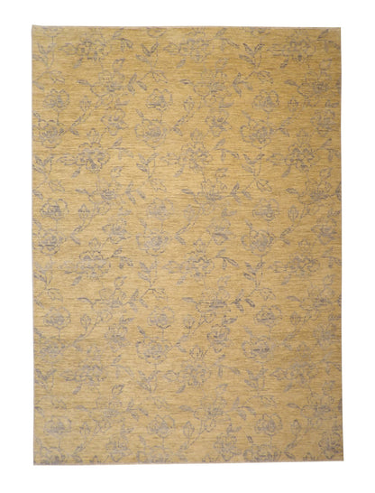 Oushak Floral Ziegler hand-knotted wool rug in Blue & Gold, full view