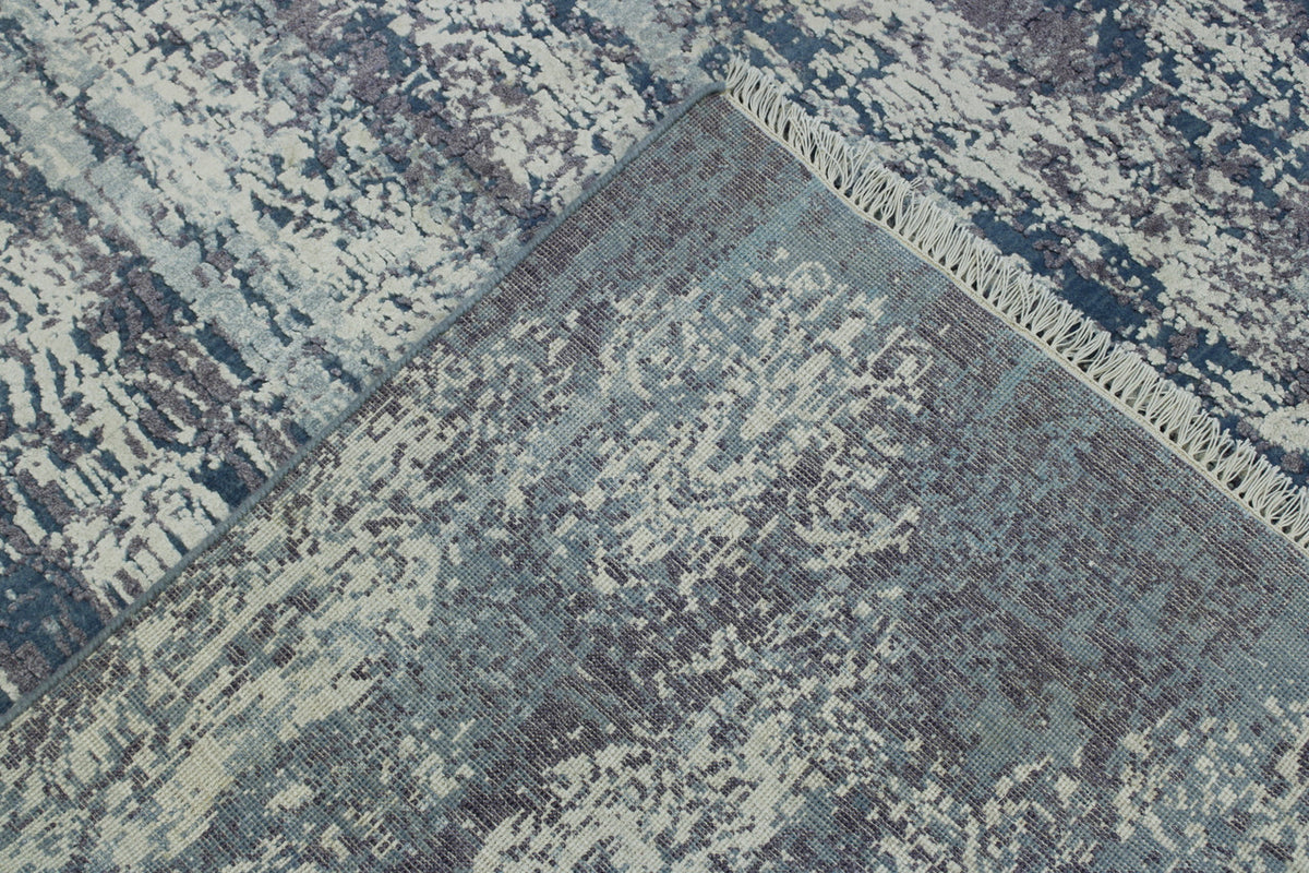 Back of Modern Abstract Ikat Design hand-knotted rug