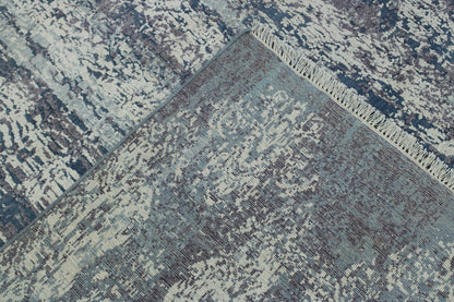 Back of Modern Abstract Ikat Design hand-knotted rug