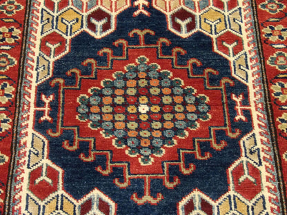 Back of tribal hand-knotted runner