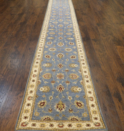Kashan Oushak / Peshawar hand-knotted wool runner in Blue, 2'8" x 16'2", SKU w1166