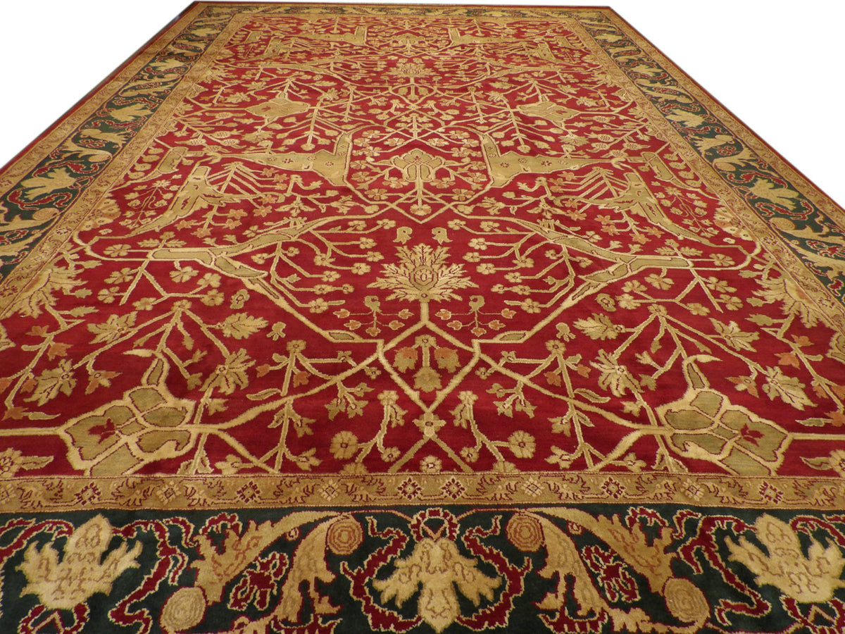 Green Ziegler rug in a grand living room setting