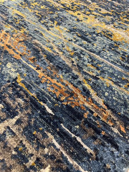 Fine Abstract  Silk and Wool Hand Knotted Rug 2'06''x10'01''  - AR73957