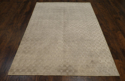 Close-up of carved wool-silk pile, gray rug