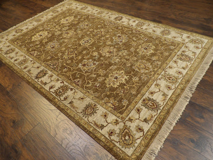 Chobie Oushak / Peshawar hand-knotted wool rug in Brown, 5'11" x 8'11", SKU W895