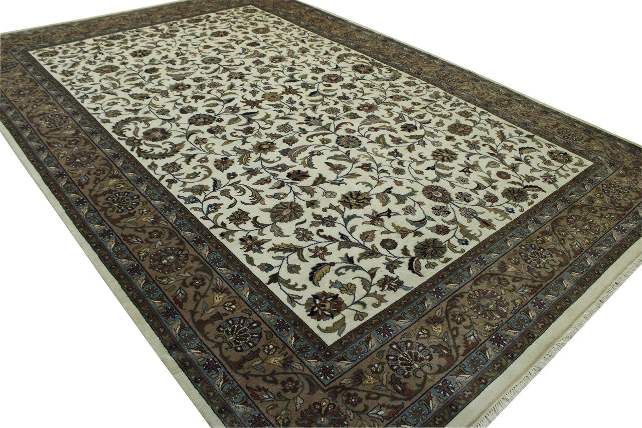 Close-up of wool pile, Brown & Beige rug