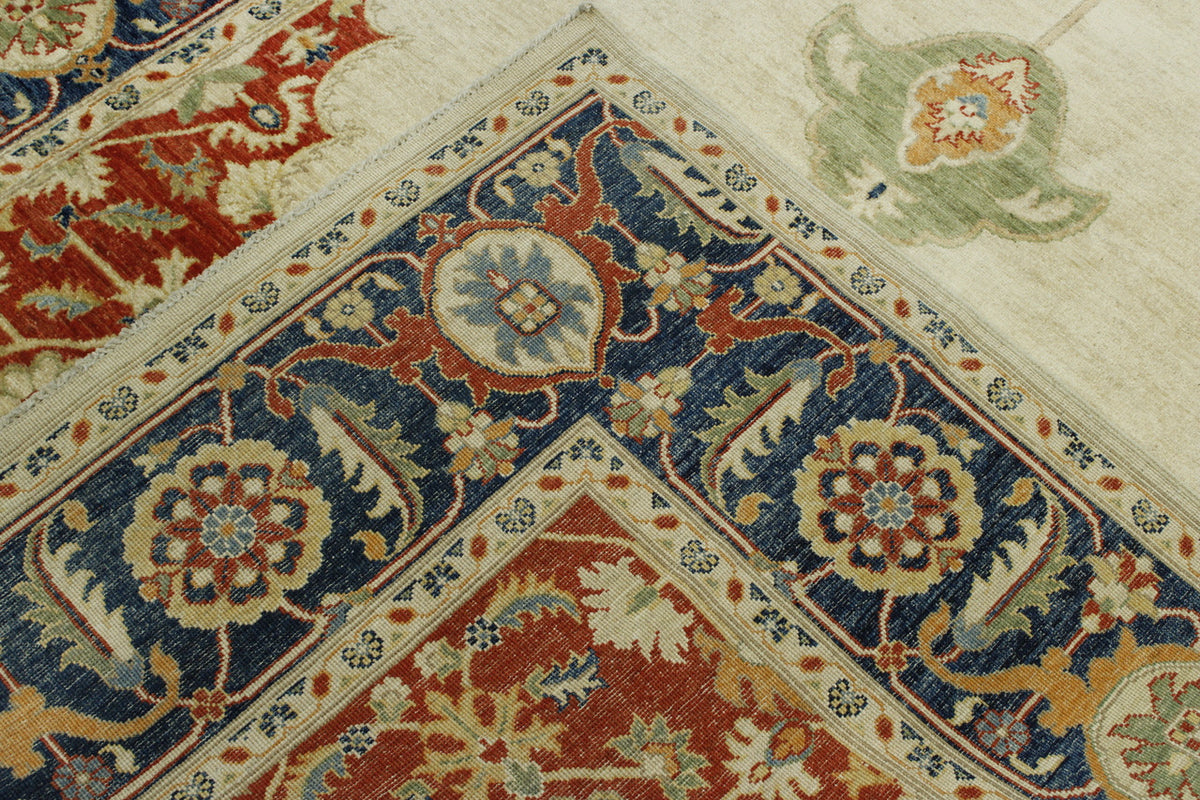 Blue & Beige Tribal Fine Sherapi rug in room setting