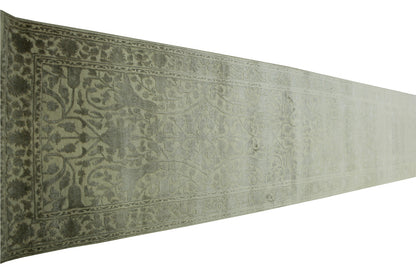 Close-up of wool-silk pile, Gray & Beige rug