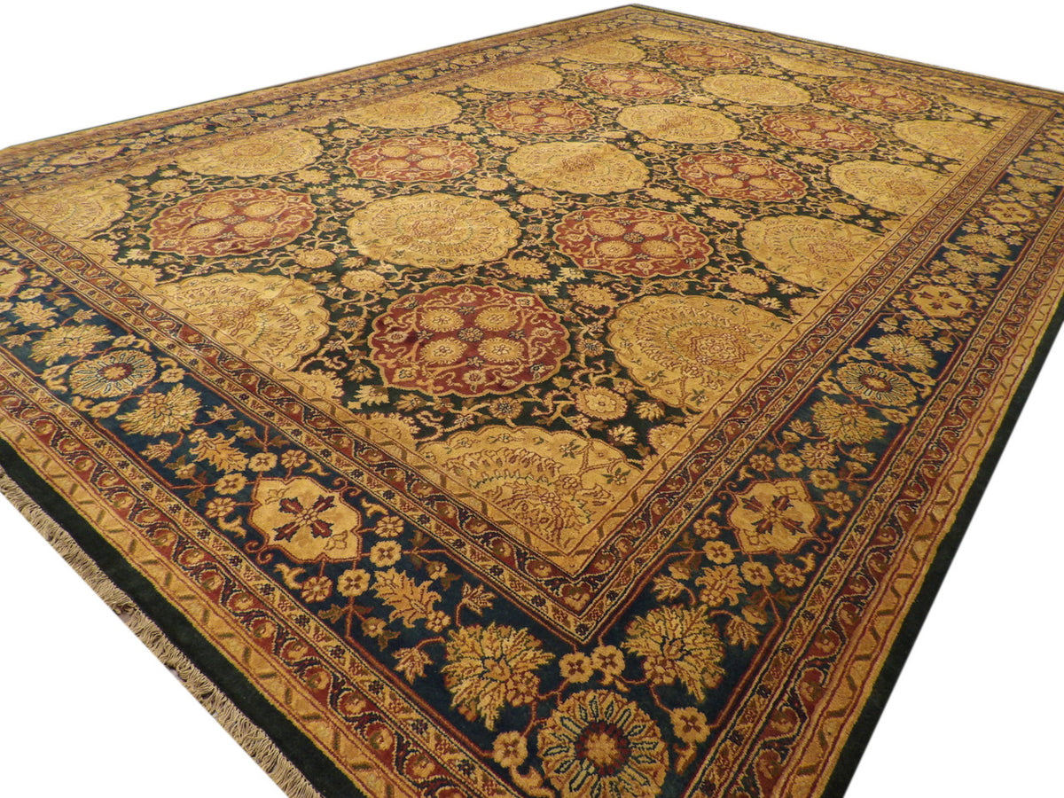 Ziegler pattern detail, green antique wash rug