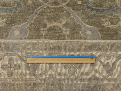 Gray and beige Oushak runner in hallway setting