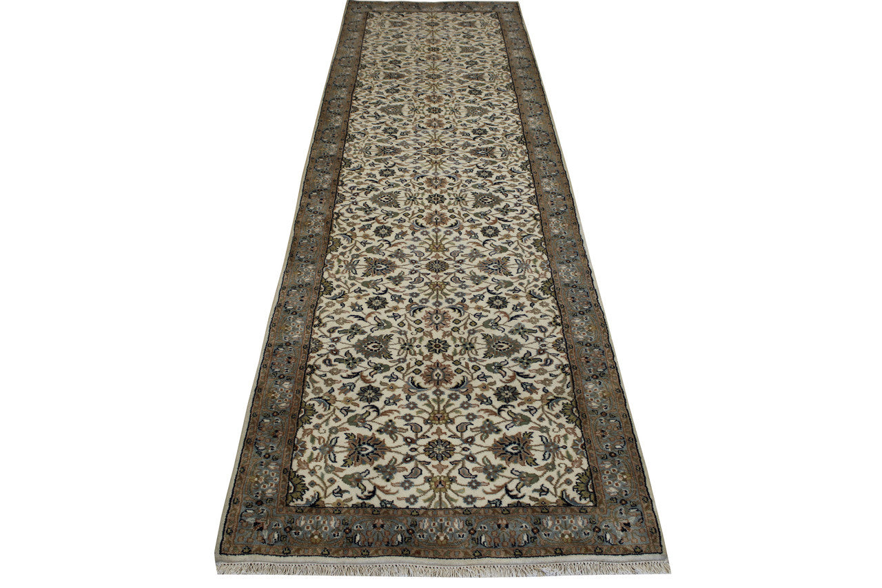 Beige 2'10" x 9'9" Traditional Fine Herati Hand knotted Wool Rug - Sku: w20013