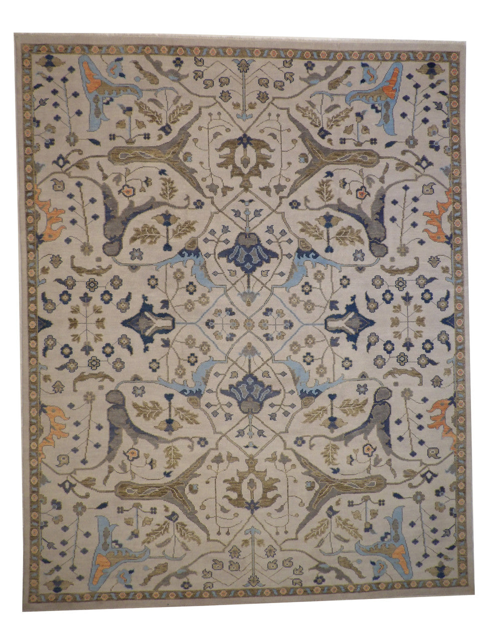 Oushak Ziegler hand-knotted wool rug in Beige, full view