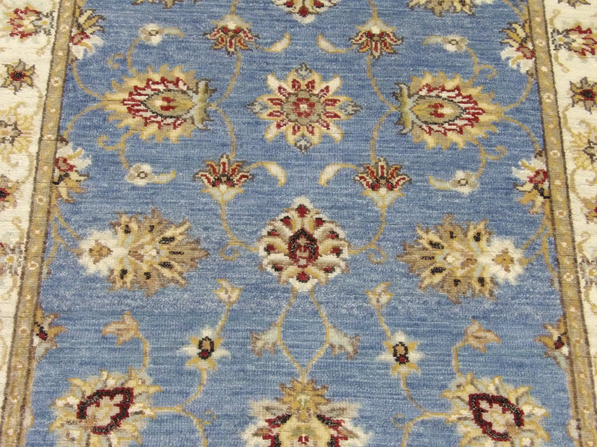 Kashan Oushak / Peshawar hand-knotted wool runner in Blue, 2'8" x 16'2", SKU w1166