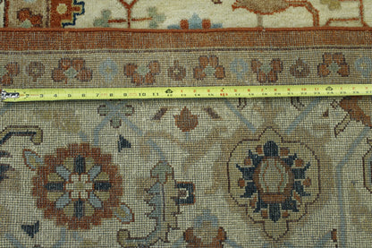 Close-up of wool pile, Beige & Rust rug