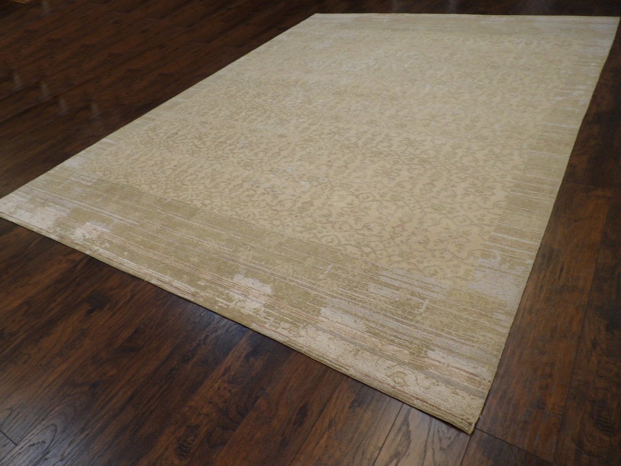Oushak pattern detail, vintage gold rug