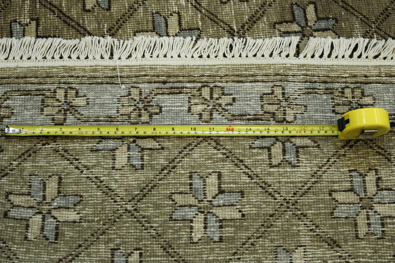 Tribal Flower Kerman rug corner detail