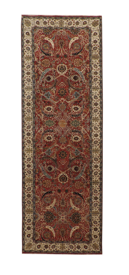 Traditional Fine Haji Jalili hand-knotted wool rug in Beige & Red, full view