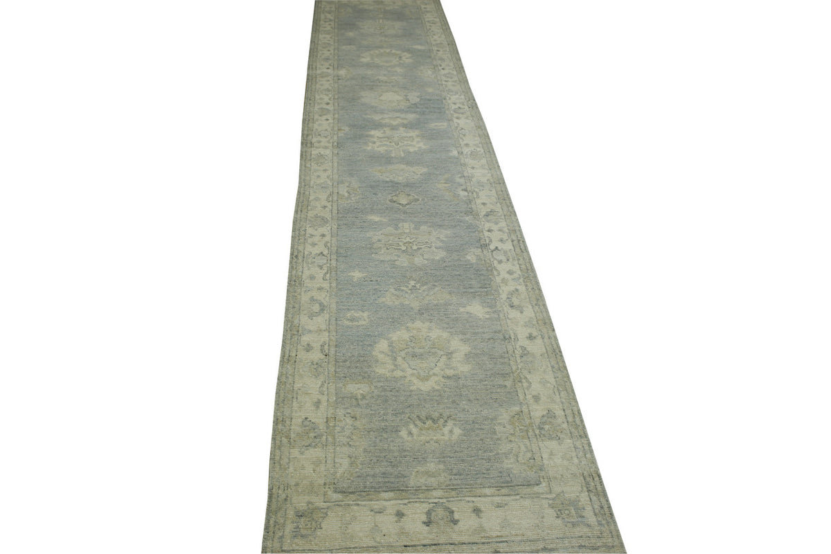 Close-up of wool pile, Blue & Beige rug