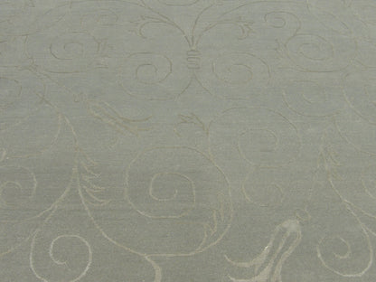 Transitional floral rug border detail, blue