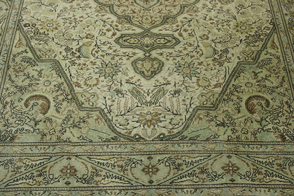 Close-up of wool pile, Beige & Green rug