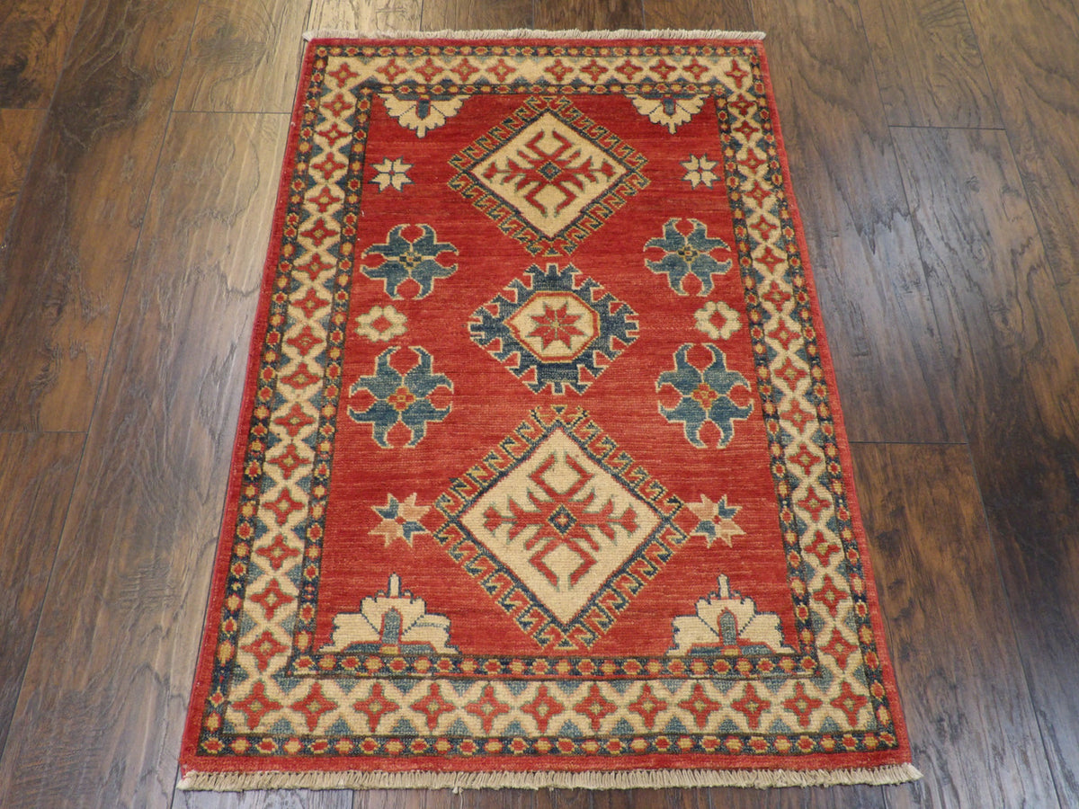Tribal Super Kazak Natural Dye rug corner detail
