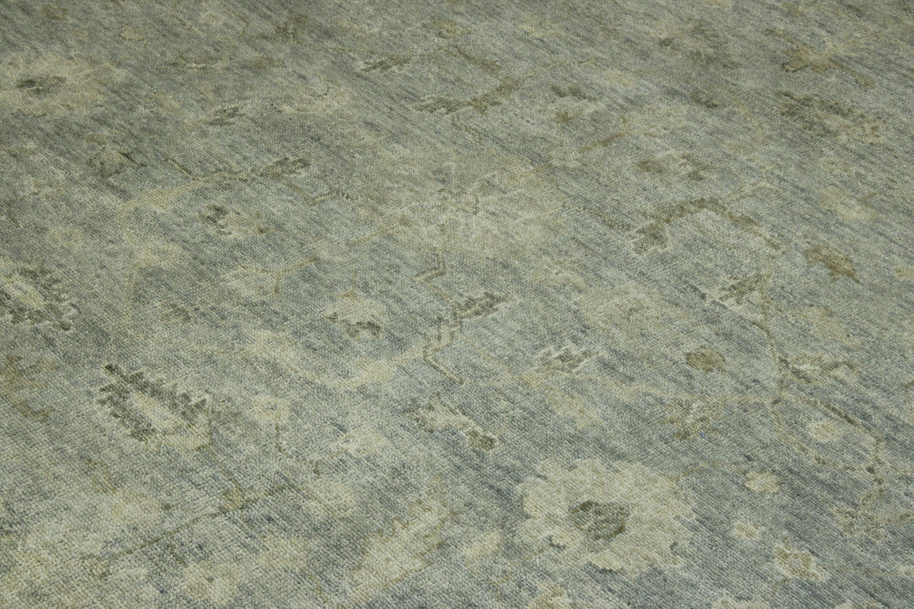 Gray & Beige Oushak Ziegler rug in room setting