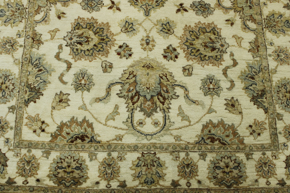 Back of Oushak Indo Ziegler hand-knotted rug