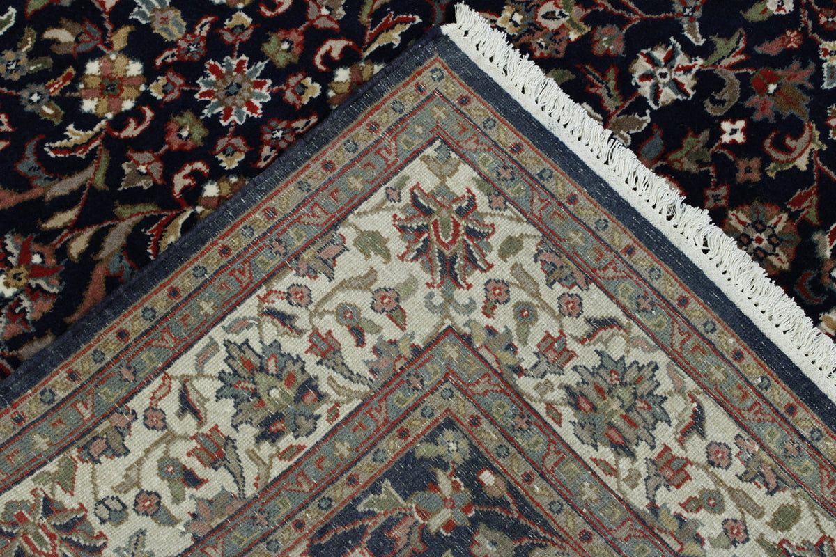 Traditional Fine Heraki hand-knotted wool rug in Blue & Beige, full view