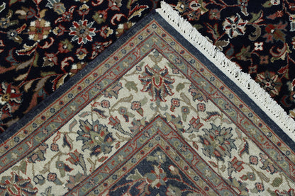Traditional Fine Heraki hand-knotted wool rug in Blue & Beige, full view
