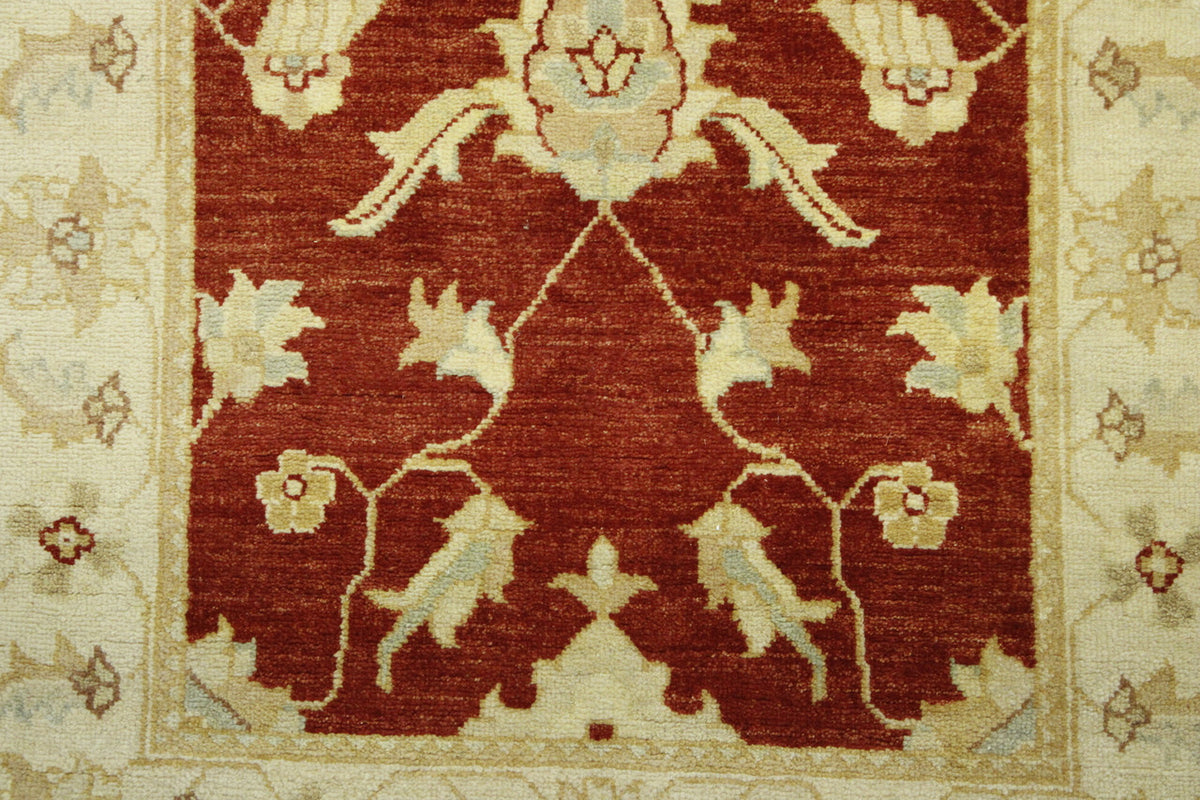 Back of Oushak Chobi hand-knotted rug