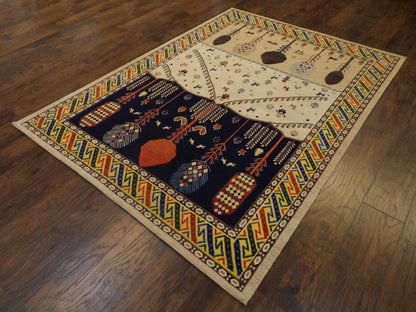 Gold Khorasan Soumak rug in a room setting