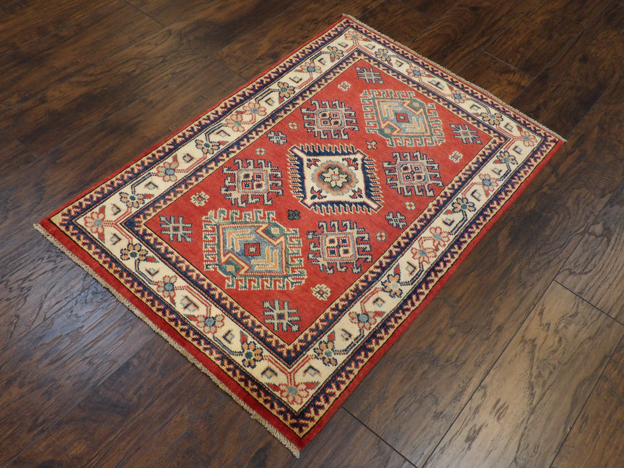 Kazak pattern detail, natural dye rug