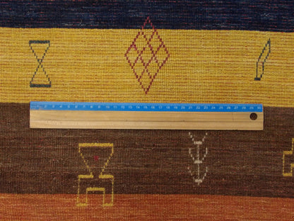 Multi-Color Persian Gabbeh rug in room setting
